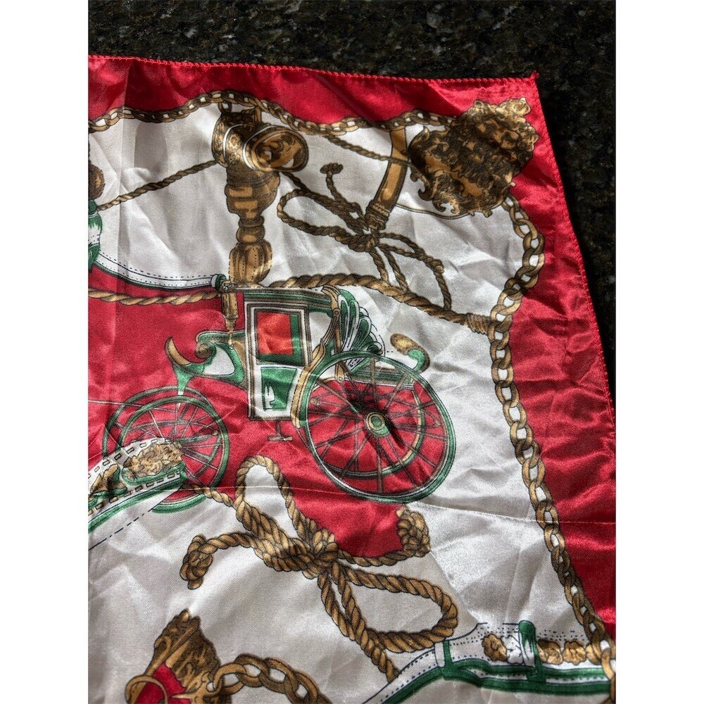 Unbranded Scarf Womens 21x21 Multicolor Square Equestrian Carriage Chain - Picture 3 of 6